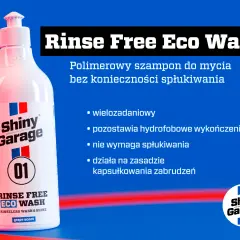 Butelka Rinse Free Eco Wash Shiny Garage. Idealne rozwiązanie, czym umyć samochód gdy nie ma szamponu – polimerowy szampon bez spłukiwania.